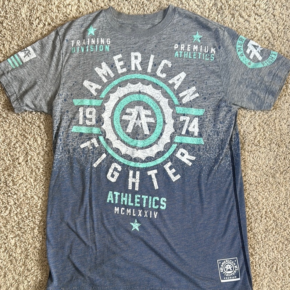 American Fighter Gray and Teal Men's Shirt